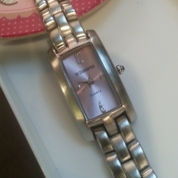 No Boundaries Accessories Brushed Stainless Tank Style Watch Pink